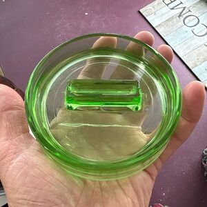 Vintage Depression Glass Uranium Ashtray with Matchbook Holder